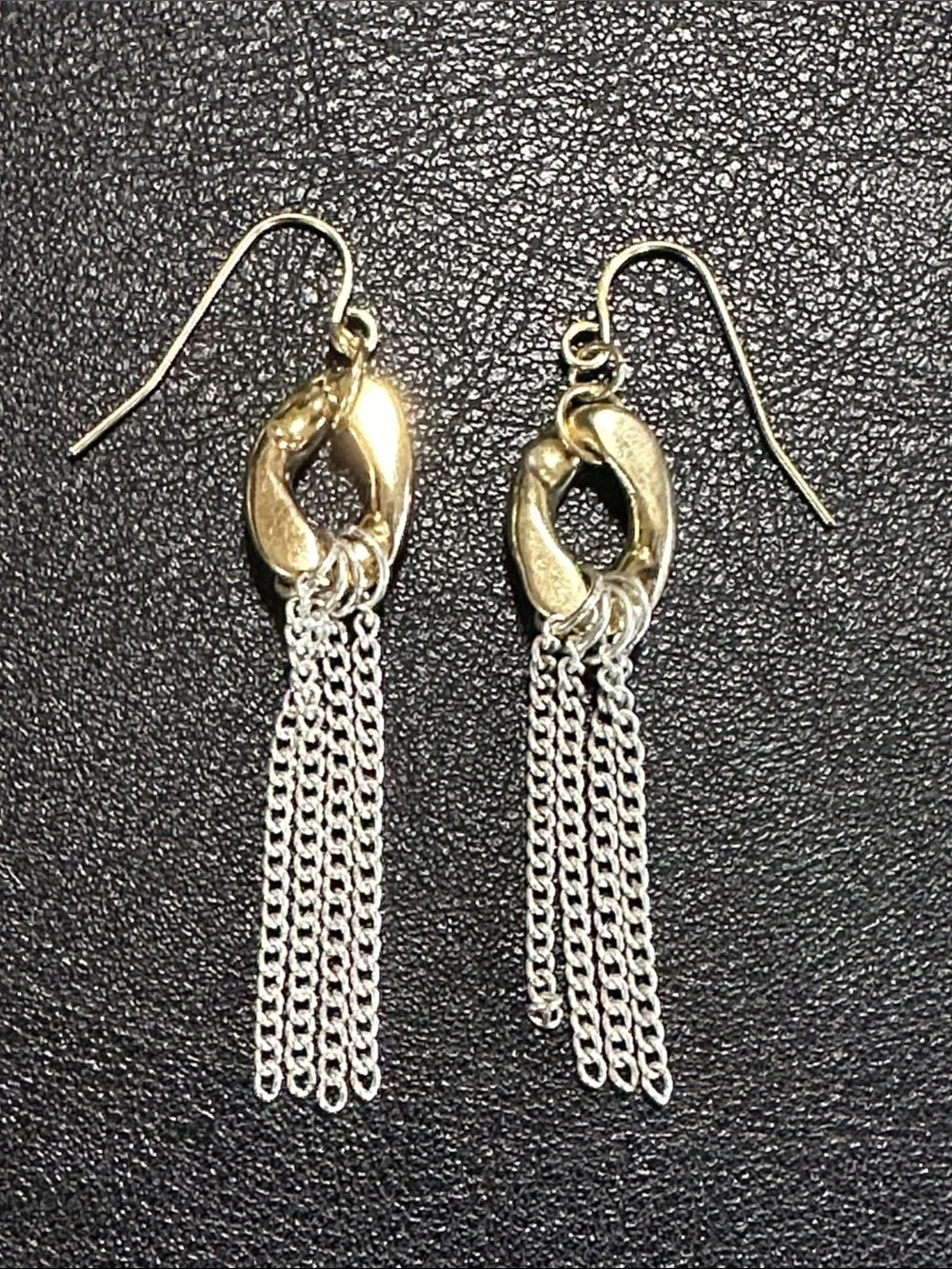 Premier Designs Two Tone Chain Link Tassel Drop Earrings